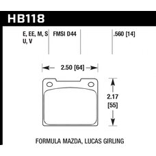 Колодки тормозные HB118EE.560 HAWK Blue 42; Formula Mazda 14mm
