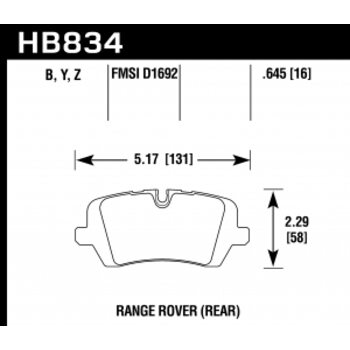 Колодки тормозные HB834Z.645 HAWK PC Land Rover Range Rover Supercharged задние