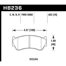 Колодки тормозные HB236W.622 HAWK DTC-30; Nissan 16mm