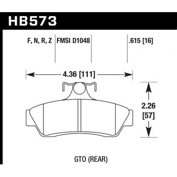 Колодки тормозные HB573R.615 HAWK Street Race; 16mm