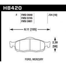 Колодки тормозные HB420F.724 HAWK HPS передние FORD Mondeo (I), (II)