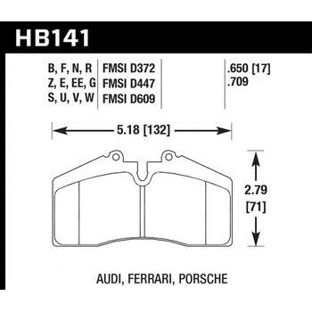 Колодки тормозные HB141U.650 HAWK DTC-70  Brembo S4 / Stop Tech ST