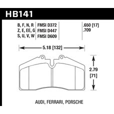 Колодки тормозные HB141E.709 HAWK Blue 9012; Porsche, Stop Tech 18mm