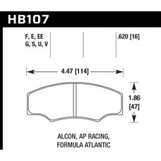Колодки тормозные HB107S.620 HAWK HT-10  ALCON H type; AP RACING; HPB тип 5; PROMA 4 порш
