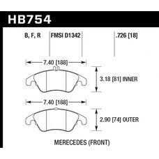 Колодки тормозные HB754R.726 HAWK Street Race; 19mm