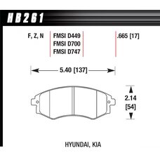 Колодки тормозные HB261Z.665 HAWK PC; 17mm