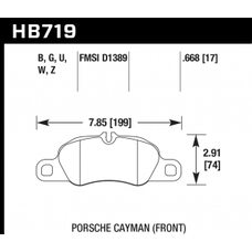 Колодки тормозные HB719Z.668 HAWK PC;Porsche Cayman (FR) 17mm