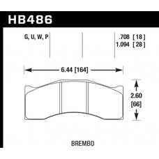 Колодки тормозные HB486W1.094 HAWK DTC-30 Brembo, Rotora 6 поршн. 28 mm