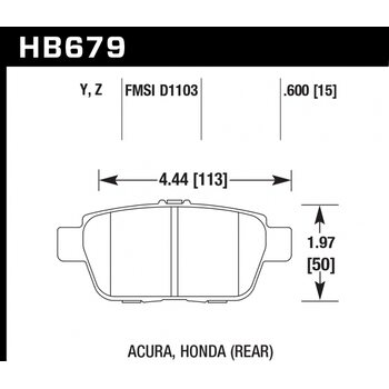 Колодки тормозные HB679Z.600 HAWK Perf. Ceramic  задн  Honda Ridgeline ; Acura TL 2009-2013