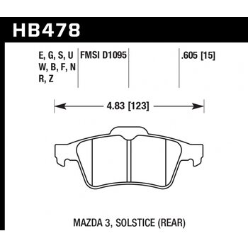 Колодки тормозные HB478R.605 HAWK Street Race; 16mm