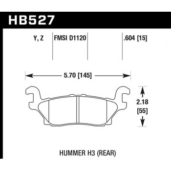 Колодки тормозные HB527Z.604 HAWK PC задние  Hummer H3