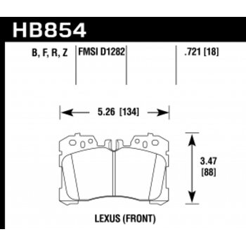 Колодки тормозные HB854B.721 HAWK HPS 5.0 Lexus LS460  передние
