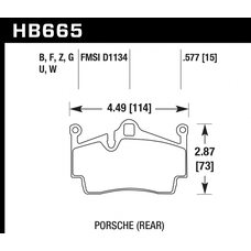 Колодки тормозные HB665Q.577 HAWK DTC-80; Porsche 911 15mm
