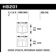 Колодки тормозные HB201N.620 HAWK HP Plus