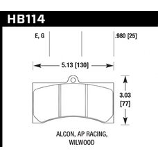 Колодки тормозные HB114E.980 HAWK Blue 9012 AP Racing 25 mm