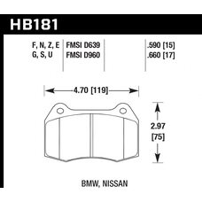 Колодки тормозные HB181E.590 HAWK Blue 9012; BMW, Nissan 15mm