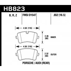 Колодки тормозные HB823B.652 HAWK HPS 5.0 задние Audi RS5; RS7; S7; S6; Porsche Macan