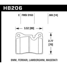 Колодки тормозные HB206E.565 HAWK Blue 9012 BMW, Ferrari 14 mm