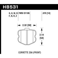 Колодки тормозные HB531U.570 HAWK DTC-70  Corvette Z06 2006-2013