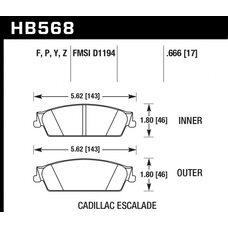 Колодки тормозные HB568Y.666 HAWK LTS Cadillac Escalade, Chevrolet Silverado, Suburban задние