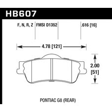 Колодки тормозные HB607R.616 HAWK Street Race; 16mm