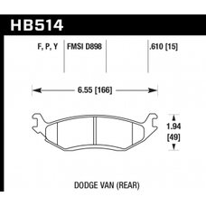 Колодки тормозные HB514F.610 HAWK HPS  задн. RAM 1500 с датчиком износа (скрипун)