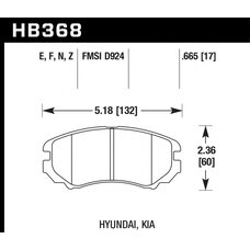 Колодки тормозные HB368E.665 HAWK Blue 9012; Hyundai/Kia 17mm