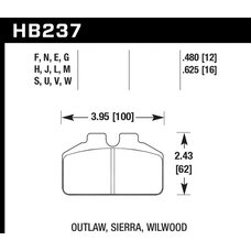 Колодки тормозные HB237L.480 HAWK MT-4; Wilwood BB, AP Racing, Outlaw 12mm