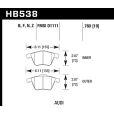 Колодки тормозные HB538F.760 HAWK HPS передние  Audi A4 8E, A6 4F, A8 4E