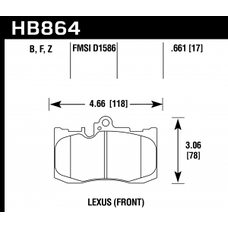 Колодки тормозные HB864Z.661 HAWK PC Lexus GS Turbo  передние