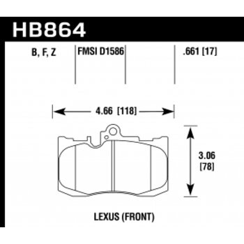 Колодки тормозные HB864Z.661 HAWK PC Lexus GS Turbo  передние