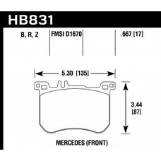 Колодки тормозные HB831R.667 HAWK Street Race Mercedes-Benz SL400  передние