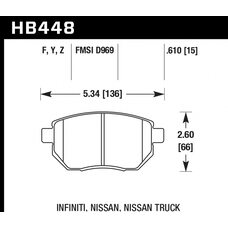 Колодки тормозные HB448Y.610 HAWK LTS передние  INFINITI FX35 / FX45 (до 2006 г.в.)