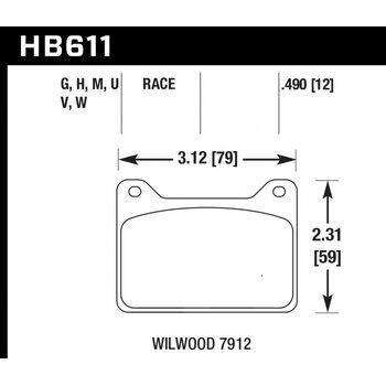 Колодки тормозные HB611H.490 HAWK DTC-05 Wilwood 12 mm