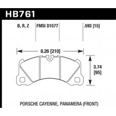 Колодки тормозные HB761R.593 HAWK Street Race; 15mm  передние PORSCHE CAYENNE, PANAMERA, MACAN; VW T