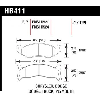 Колодки тормозные HB411Y.717 HAWK LTS; 18mm