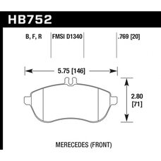 Колодки тормозные HB752R.769 HAWK Street Race; 20mm