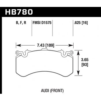 Колодки тормозные HB780R.625 HAWK Street Race; 16mm