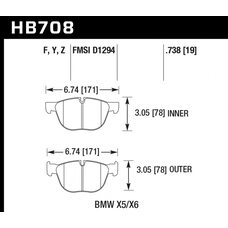 Колодки тормозные HB708Y.738 HAWK LTS; 19mm