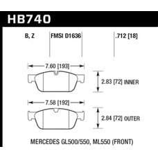 Колодки тормозные HB740B.712 HAWK HPS 5.0; MB GL W166 AMG Sports Package