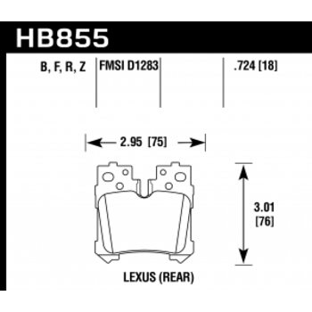 Колодки тормозные HB855B.724 HAWK HPS 5.0 Lexus LS460 Sport задние