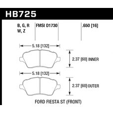 Колодки тормозные HB725R.650 HAWK Street Race; 17mm