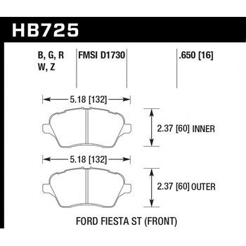 Колодки тормозные HB725R.650 HAWK Street Race; 17mm
