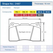 Колодки тормозные 2487-RST5 PAGID RST5  передние MMC Lancer Evo V-X / SUBARU WRX STI / MEGAN RS