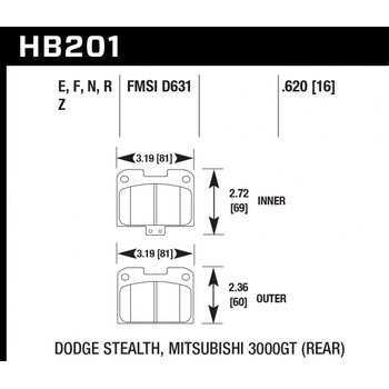 Колодки тормозные HB201R.620 HAWK Street Race