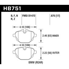 Колодки тормозные HB751N.675 HAWK HP PLUS; 17mm
