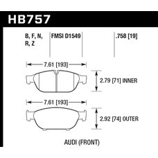 Колодки тормозные HB757R.758 HAWK Street Race; 19mm