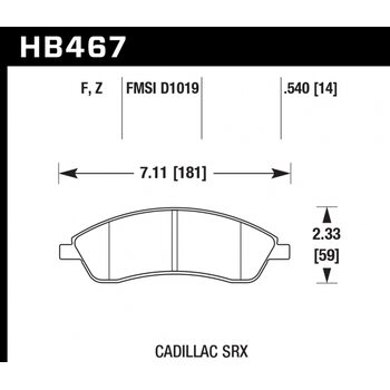 Колодки тормозные HB467Z.540 HAWK PC передние CADILLAC / PONTIAC