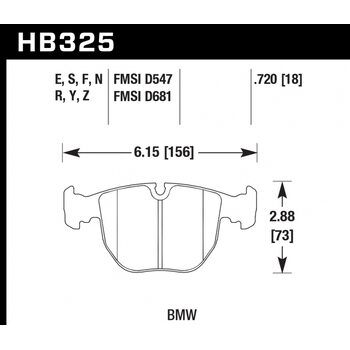 Колодки тормозные HB325E.720 HAWK Blue 9012; BMW 18mm