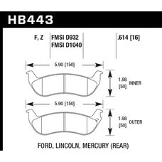 Колодки тормозные HB443Z.614 HAWK PC; 16mm